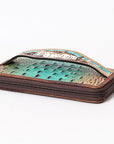 American Darling Wallet Hand Tooled Crocodile Embossed Genuine Leather Women Bag Western Handbag Purse