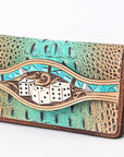 American Darling Wallet Hand Tooled Crocodile Embossed Genuine Leather Women Bag Western Handbag Purse