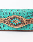 American Darling Wallet Hand Tooled Crocodile Embossed Genuine Leather Women Bag Western Handbag Purse