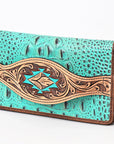 American Darling Wallet Hand Tooled Crocodile Embossed Genuine Leather Women Bag Western Handbag Purse
