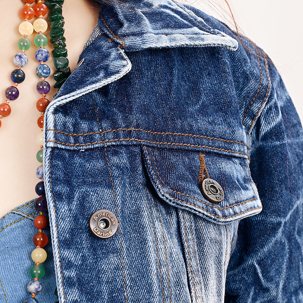 ADJKT020 Genuine leather Hand tooled hand carved Women 100% cotton Denim jacket  dress ladies girl