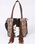 American Darling Tote Hand Tooled Hair-On Genuine Leather women bag western handbag purse