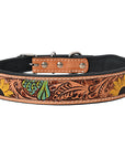 HILASON Western Genuine Leather Heavy Duty Hand Painted Dog Collar