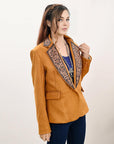 ADBZ033 Genuine leather Hand tooled hand carved Women Blazer dress jacket ladies Girl