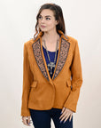 ADBZ033 Genuine leather Hand tooled hand carved Women Blazer dress jacket ladies Girl