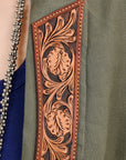 ADBZ035 Genuine leather Hand tooled hand carved Women Blazer dress jacket ladies Girl