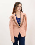 ADBZ037 Genuine leather Hand tooled hand carved Women Blazer dress jacket ladies Girl