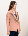 ADBZ037 Genuine leather Hand tooled hand carved Women Blazer dress jacket ladies Girl