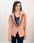 ADBZ037 Genuine leather Hand tooled hand carved Women Blazer dress jacket ladies Girl