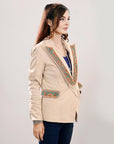 ADBZ038 Genuine leather Hand tooled hand carved Women Blazer dress jacket ladies Girl