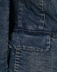 ADBZ044 Genuine leather Hand tooled hand carved Women 100% cotton Denim Blazer dress jacket ladies Girl