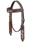 Comfytack Western Horse Floral Hand Painted Genuine Leather Headstall