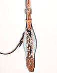 HILASON Western Horse Headstall Breast Collar Hairon Leather Tan