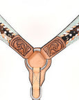 HILASON Western Horse Headstall Breast Collar Hairon Leather Tan
