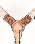 HILASON Western Horse Headstall Breast Collar Hairon Leather Tan