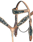 HILASON Western Horse Headstall Breast Collar Hairon Leather Tan