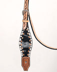 HILASON Western Horse Headstall Breast Collar Hairon Leather Tan