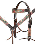 HILASON Western Horse Headstall Breast Collar Leather Brown