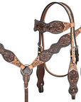 HILASON Western Horse Headstall Breast Collar Leather Brown