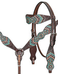HILASON Western Horse Headstall Breast Collar Leather Brown