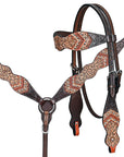 HILASON Western Horse Headstall Breast Collar Leather Brown