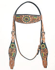 HILASON Western Horse Headstall Breast Collar Leather Tan
