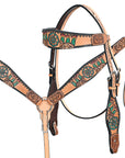 HILASON Western Horse Headstall Breast Collar Leather Tan