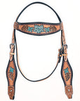 HILASON Western Horse Headstall Breast Collar Leather Tan