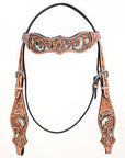 HILASON Western Horse Headstall Breast Collar American Leather Tan