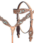 HILASON Western Horse Headstall Breast Collar American Leather Tan