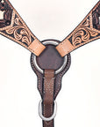 HILASON Western Horse Headstall Breast Collar Leather Brown