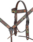 HILASON Western Horse Headstall Breast Collar Leather Brown