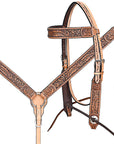 HILASON Western Horse Headstall Breast Collar Leather Tan