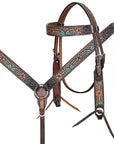 HILASON Western Horse Headstall Breast Collar Leather Brown