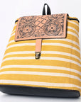 OHLAY KBZ111 Backpack Hand Tooled Upcycled Canvas Genuine Leather women bag western handbag purse