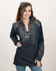 American Darling ADDR001 100% Cotton Denim Women Shirt Jacket Dress Ladies Girl Top