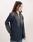 American Darling ADDR001 100% Cotton Denim Women Shirt Jacket Dress Ladies Girl Top