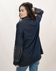 American Darling ADDR001 100% Cotton Denim Women Shirt Jacket Dress Ladies Girl Top