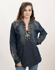 American Darling ADDR001 100% Cotton Denim Women Shirt Jacket Dress Ladies Girl Top
