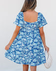Azalea Floral Puff Sleeve Babydoll Mini Dress