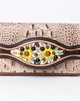 American Darling Clutch Hand Tooled Crocodile Embossed Genuine Leather Women Bag Western Handbag Purse