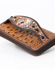 American Darling Clutch Hand Tooled Crocodile Embossed Genuine Leather Women Bag Western Handbag Purse