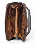 American Darling Clutch Hand Tooled Crocodile Embossed Genuine Leather Women Bag Western Handbag Purse
