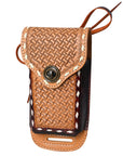 Hilason Basketweave Floral Cell Phone Case Tan American Leather