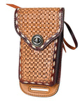 Hilason Basketweave Floral Cell Phone Case Tan American Leather