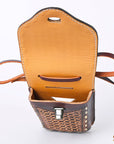 Hilason Basketweave Floral Cell Phone Case Tan American Leather
