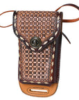 Hilason Basketweave Floral Cell Phone Case Tan American Leather