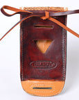 Hilason Basketweave Floral Cell Phone Case Tan American Leather