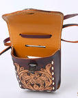 Hilason Basketweave Floral Cell Phone Case Tan American Leather