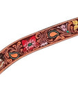 HILASON Western Horse Headstall & Breast Collar Tack Set American Leather Floral Carving Tan